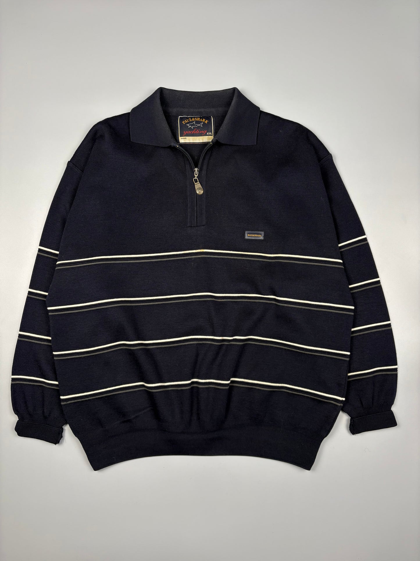 Vintage 1990s Paul & Shark Navy Quarter Zip Jumper (XXL)