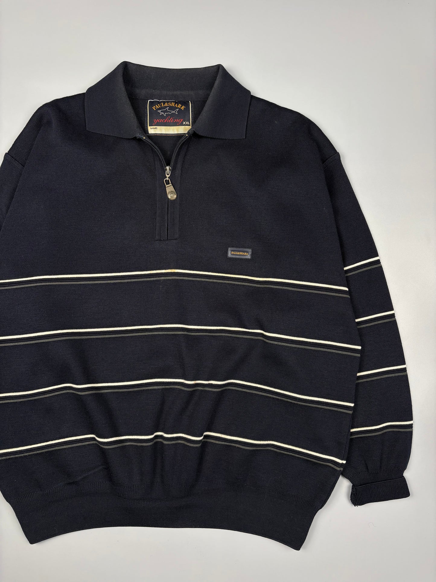 Vintage 1990s Paul & Shark Navy Quarter Zip Jumper (XXL)