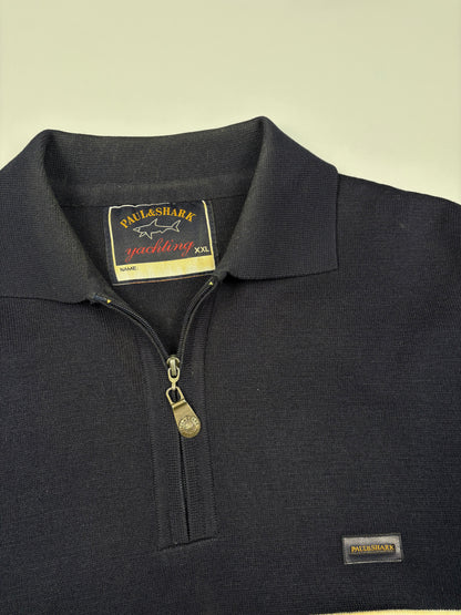 Vintage 1990s Paul & Shark Navy Quarter Zip Jumper (XXL)
