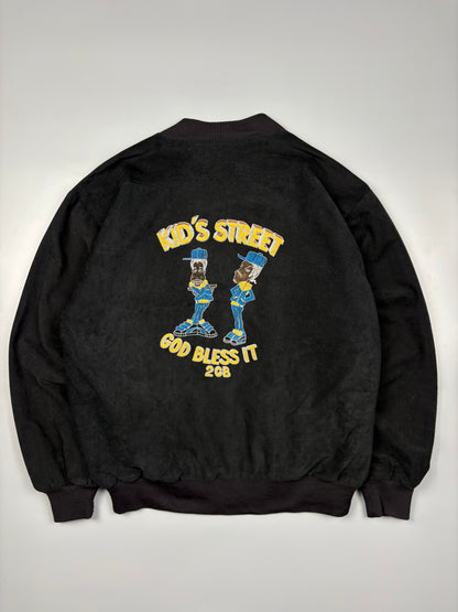 Vintage 1990s UK Rave Scene Black Suede Jacket (M)