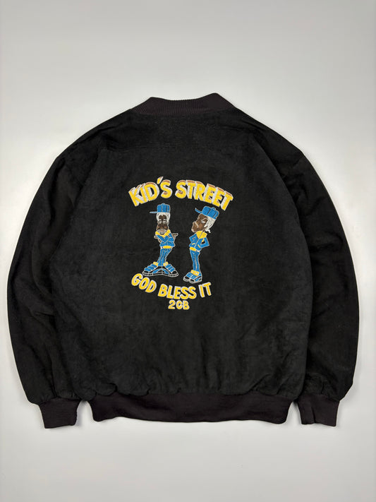 Vintage 1990s UK Rave Scene Black Suede Jacket (M)