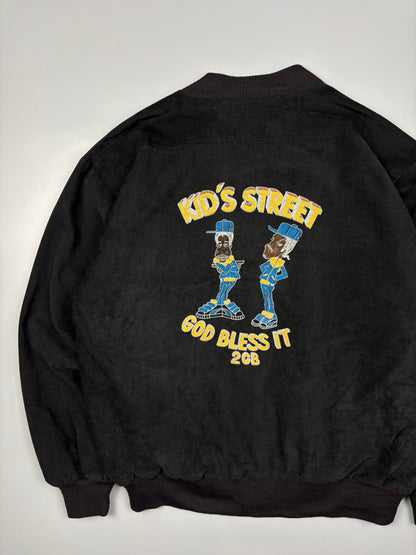 Vintage 1990s UK Rave Scene Black Suede Jacket (M)