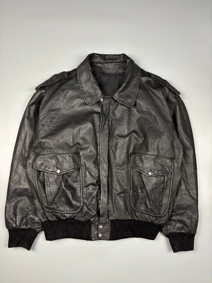 Vintage 1980s Aviation Leather A-2 Flight Jacket (L)