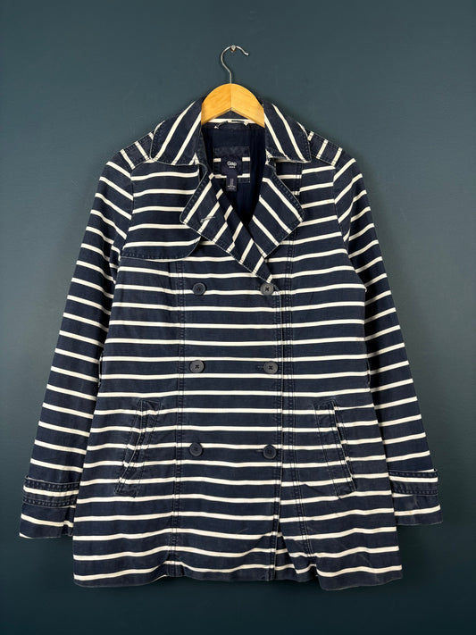 Vintage 90s GAP Navy + White Pinstripe Peacoat (wmns S)