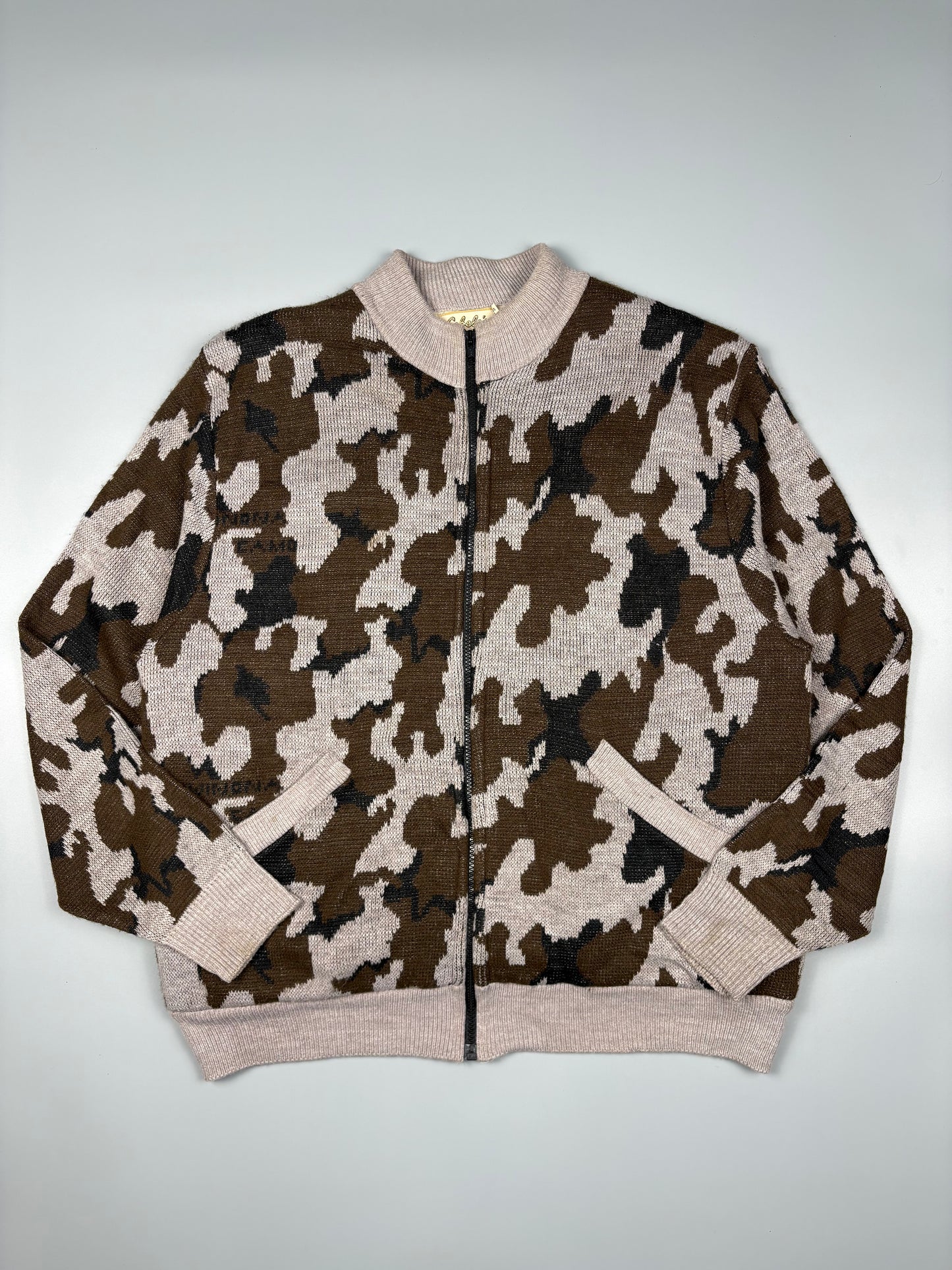 Vintage 1980s Cabela's Snow Camo Shearling Lined Wool Jacket (XL)