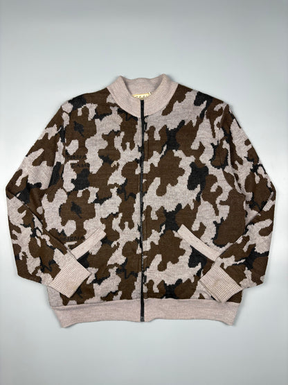 Vintage 1980s Cabela's Snow Camo Shearling Lined Wool Jacket (XL)