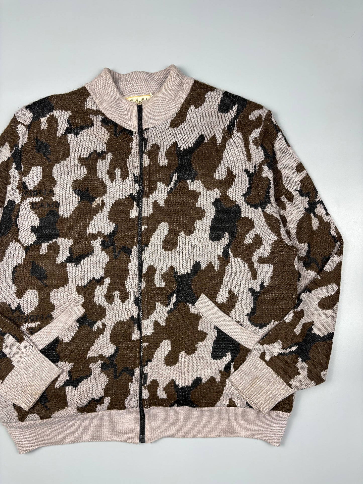 Vintage 1980s Cabela's Snow Camo Shearling Lined Wool Jacket (XL)