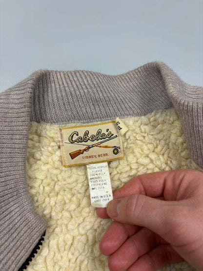 Vintage 1980s Cabela's Snow Camo Shearling Lined Wool Jacket (XL)