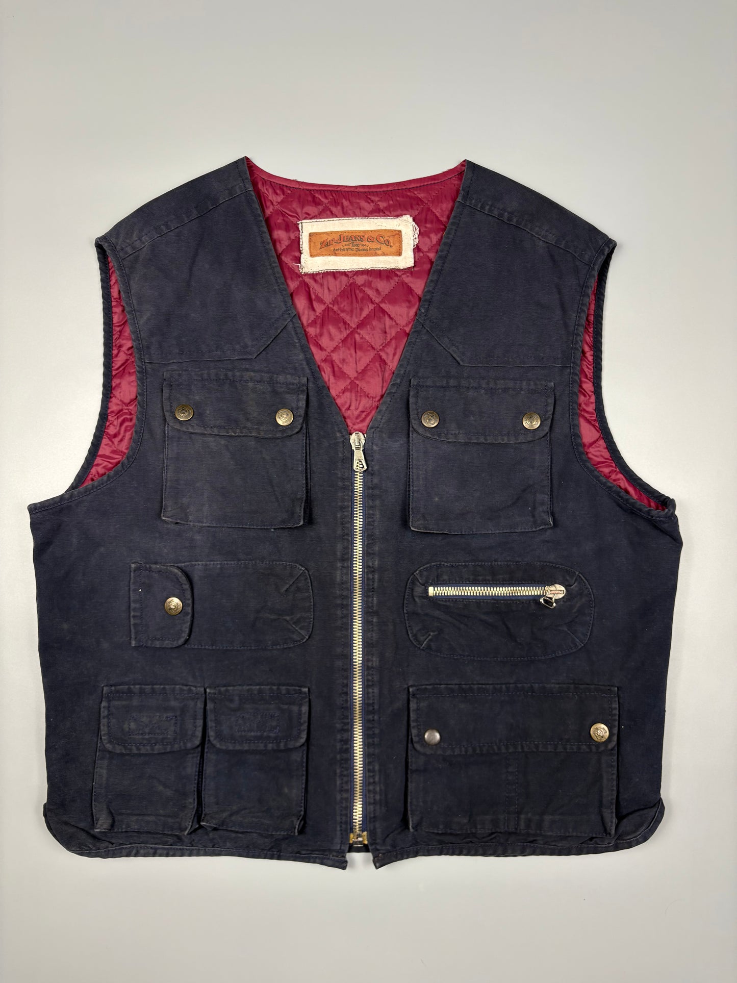 Vintage Zip Jeans & Co. Navy Technical Multi-pocket Vest (L)