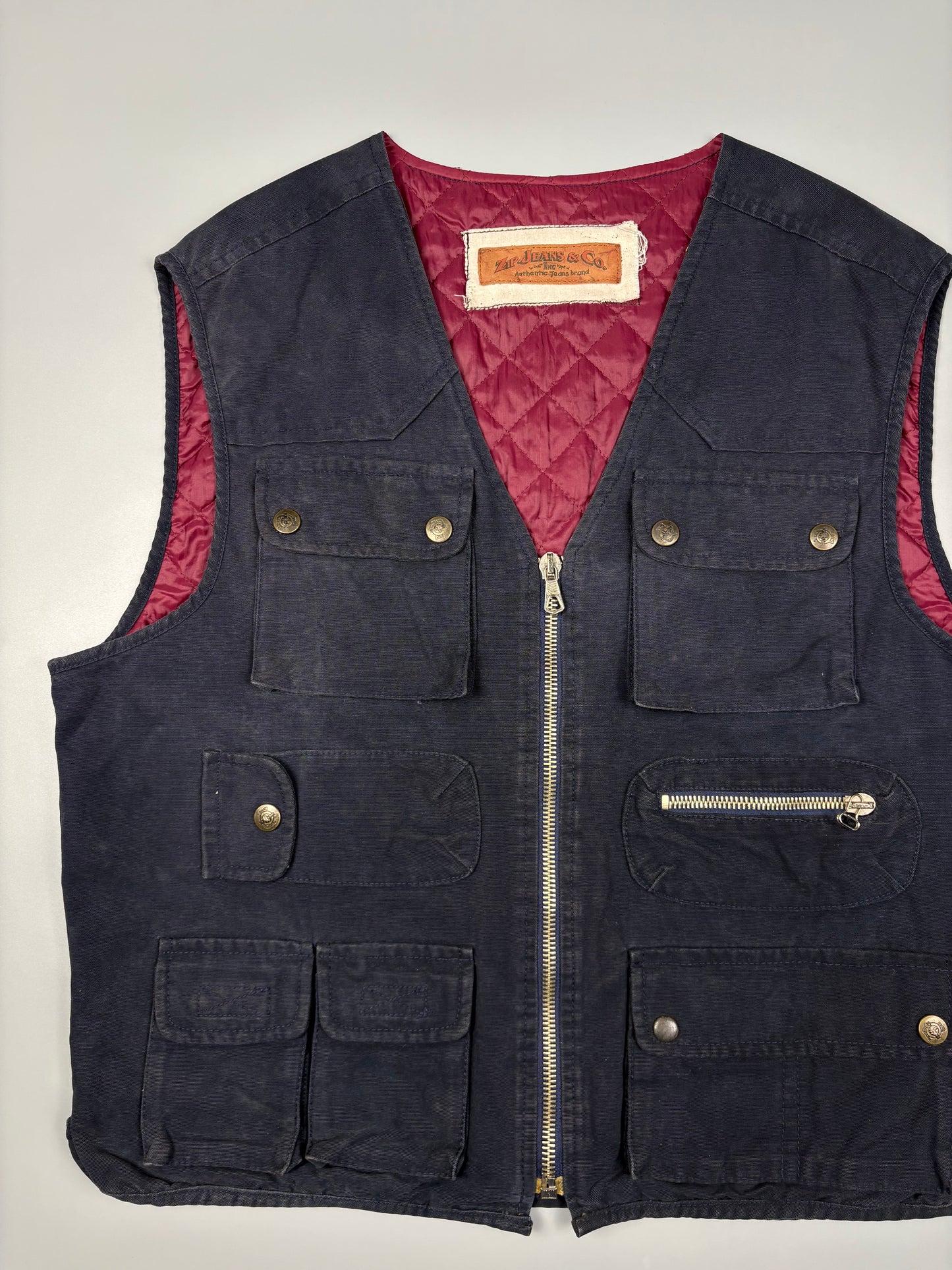 Vintage Zip Jeans & Co. Navy Technical Multi-pocket Vest (L)