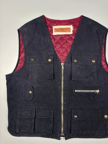 Vintage Zip Jeans & Co. Navy Technical Multi-pocket Vest (L)