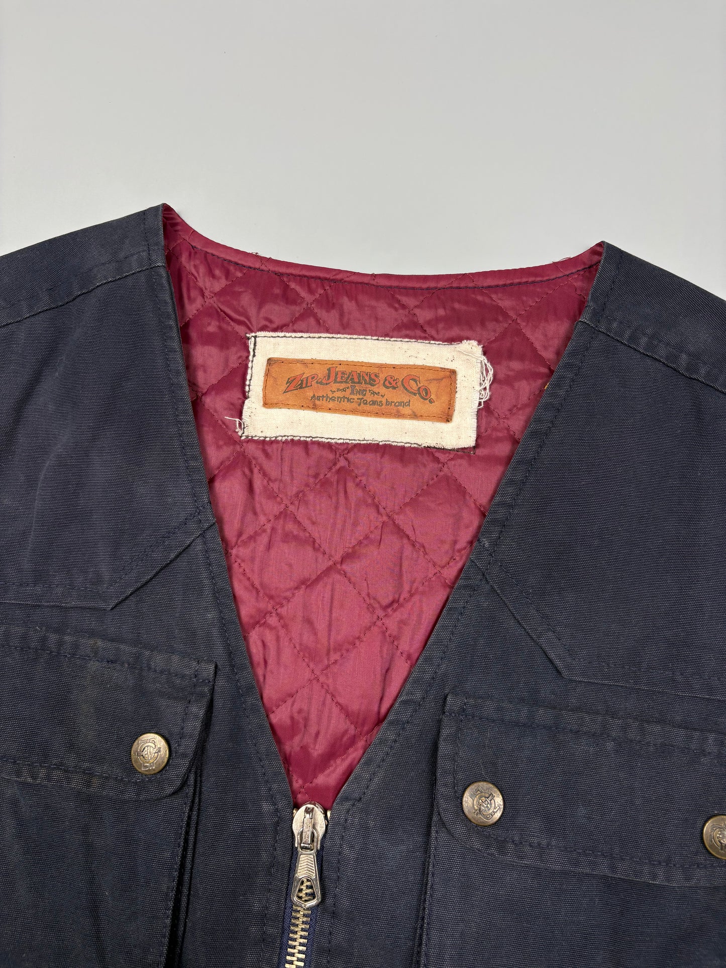 Vintage Zip Jeans & Co. Navy Technical Multi-pocket Vest (L)
