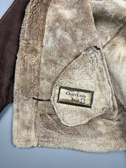 Vintage 1980s Aviation Shearling Lined Leather A-2 Flight Jacket (L)