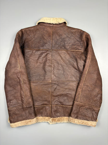 Vintage 1980s Aviation Shearling Lined Leather A-2 Flight Jacket (L)