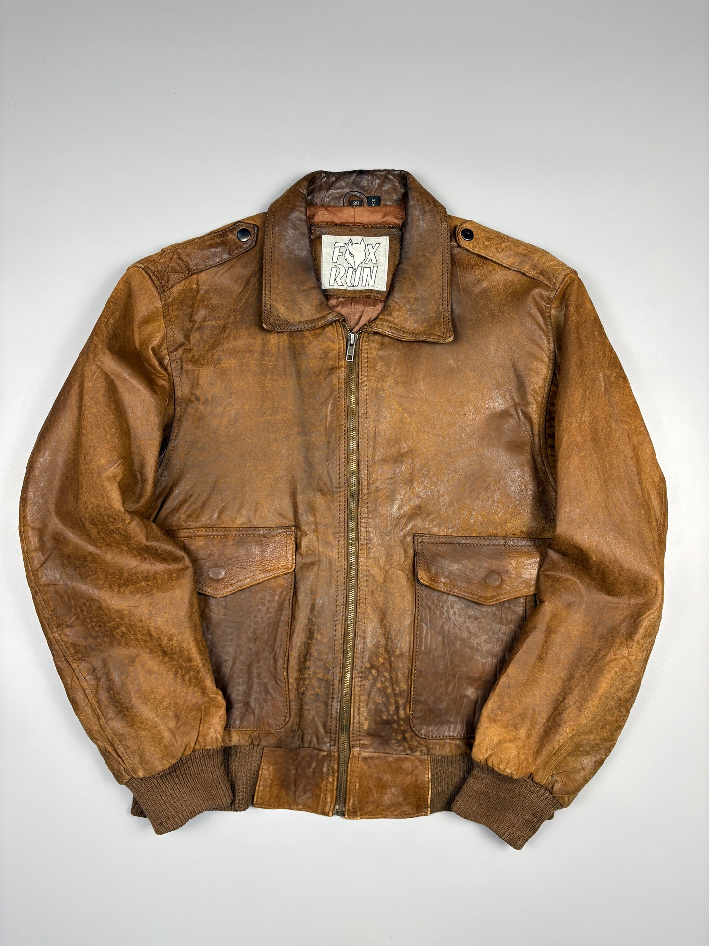 Vintage Fox Run Aviation Leather A-2 Flight Jacket (M)