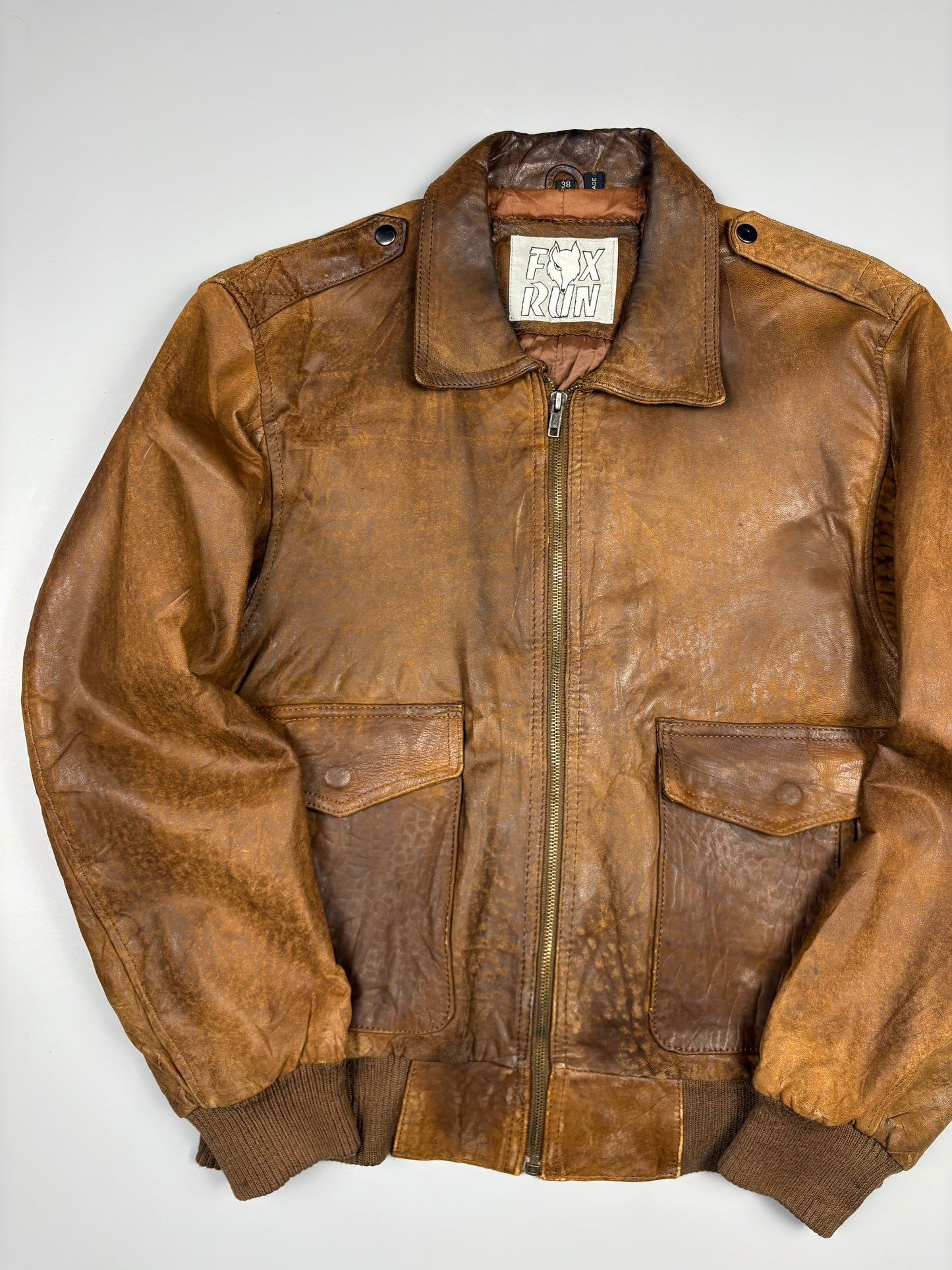 Vintage Fox Run Aviation Leather A-2 Flight Jacket (M)