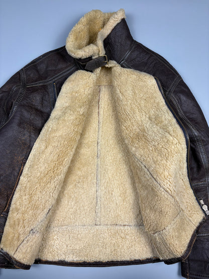 Vintage 1980s Shearling Lined B-3 Bomber Leather Jacket (XL)
