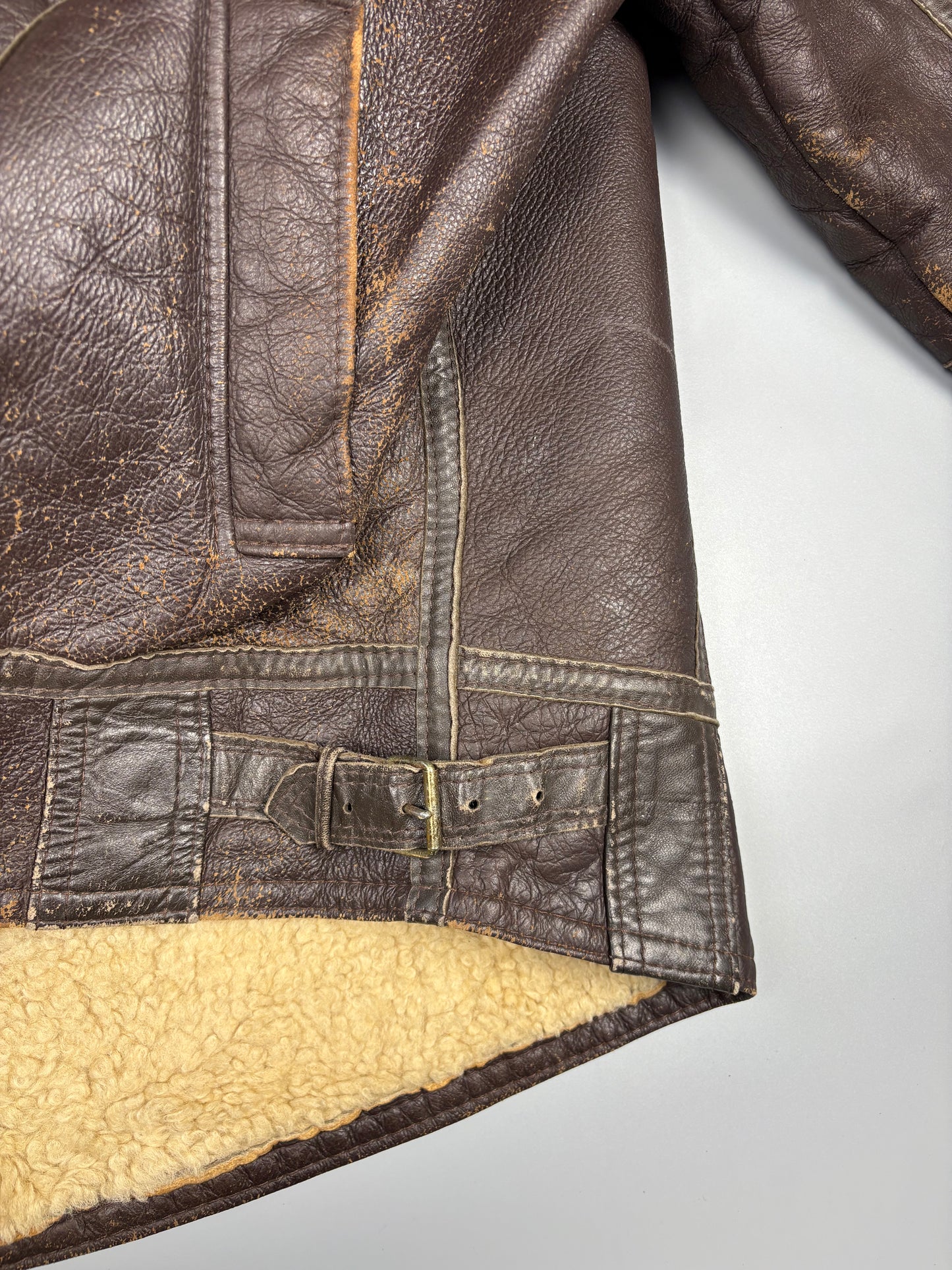 Vintage 1980s Shearling Lined B-3 Bomber Leather Jacket (XL)