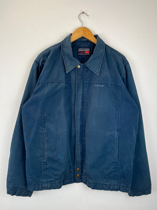 Vintage Levi's 90s Navy Blue Canvas Workwear Harrington Jacket (L)