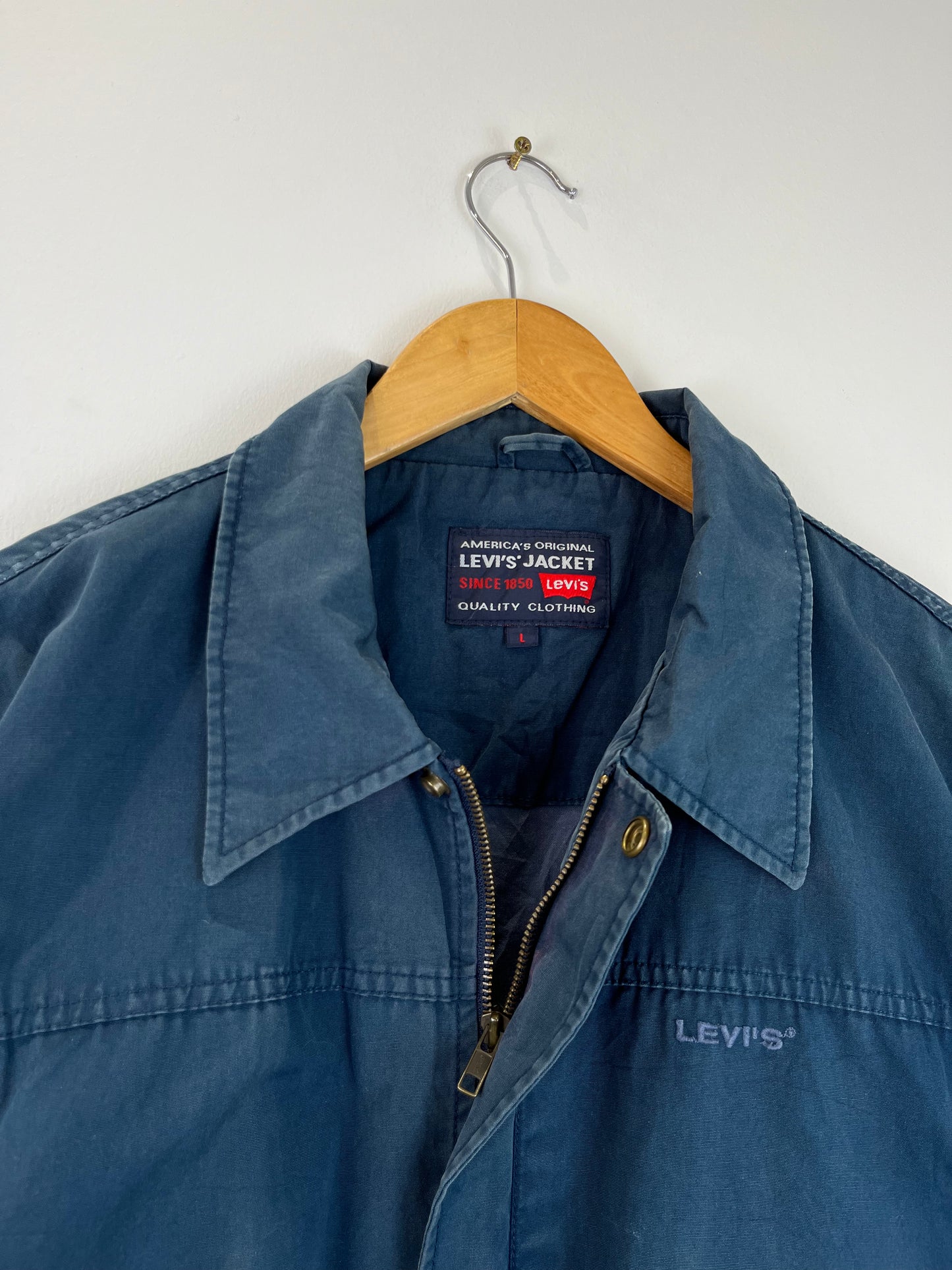 Vintage Levi's 90s Navy Blue Canvas Workwear Harrington Jacket (L)