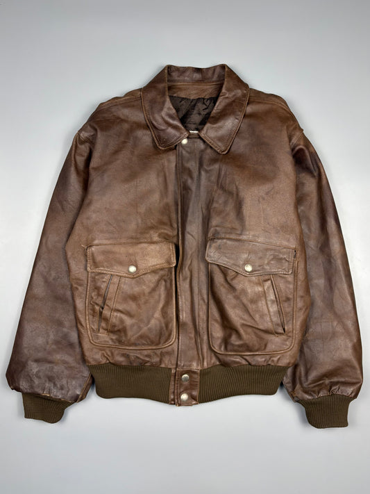 Vintage 1980s Aviation Leather A-2 Flight Jacket (M)