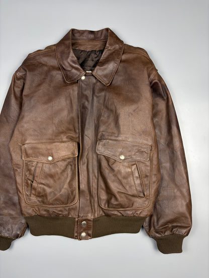Vintage 1980s Aviation Leather A-2 Flight Jacket (M)