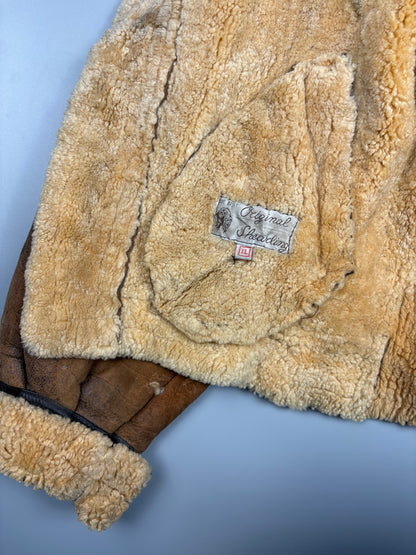 Vintage 1980s Shearling Leather Flight Jacket (L)
