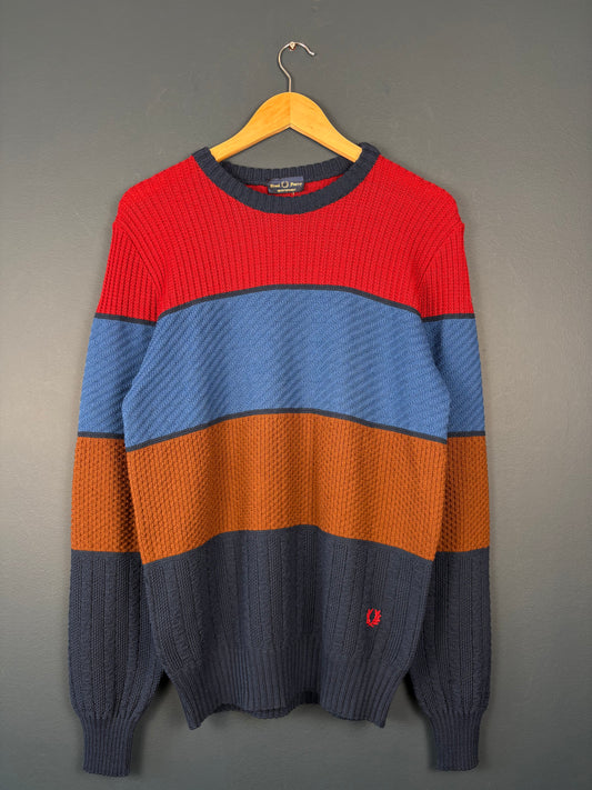 Vintage 80s Fred Perry Colour Block Stripe Knit Jumper (M)