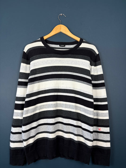 Vintage Diesel Tonal Stripe Knit Jumper (M)