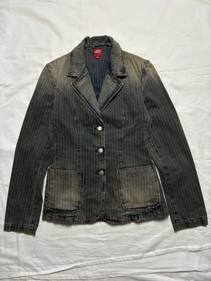 Miss Sixty 2000s Wash Grey Pinstripe Denim Jacket (women's S)