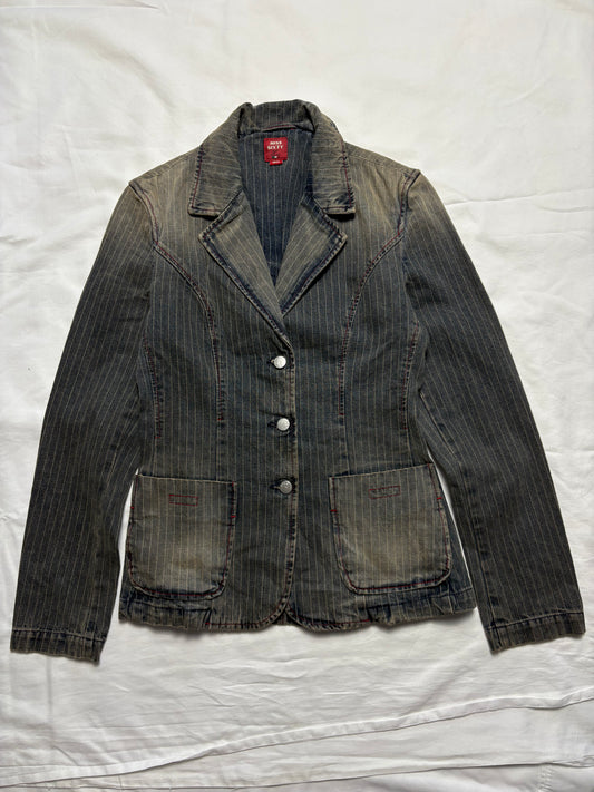 Miss Sixty 2000s Wash Grey Pinstripe Denim Jacket (women's S)