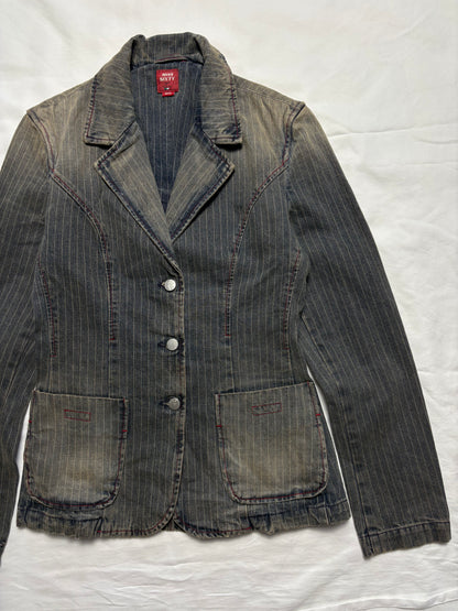 Miss Sixty 2000s Wash Grey Pinstripe Denim Jacket (women's S)