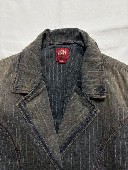 Miss Sixty 2000s Wash Grey Pinstripe Denim Jacket (women's S)
