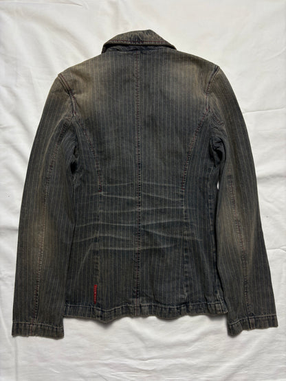 Miss Sixty 2000s Wash Grey Pinstripe Denim Jacket (women's S)