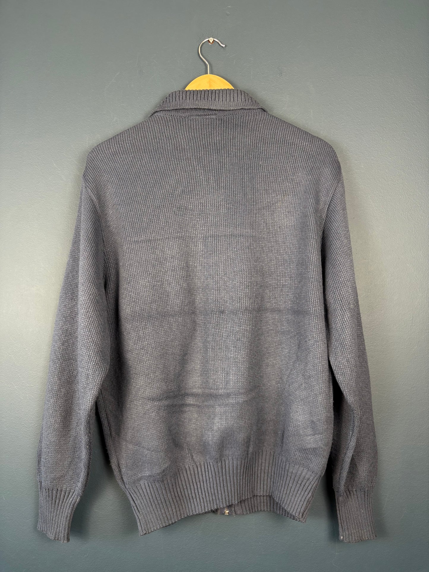 Vintage 90s St. Michaels Blue Knit Zip Up Cardigan (M)