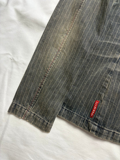 Miss Sixty 2000s Wash Grey Pinstripe Denim Jacket (women's S)