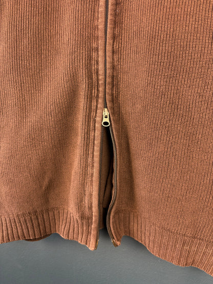 Vintage 90s Eddie Bauer Double Zip Ribbed Knit Cardigan (XL)