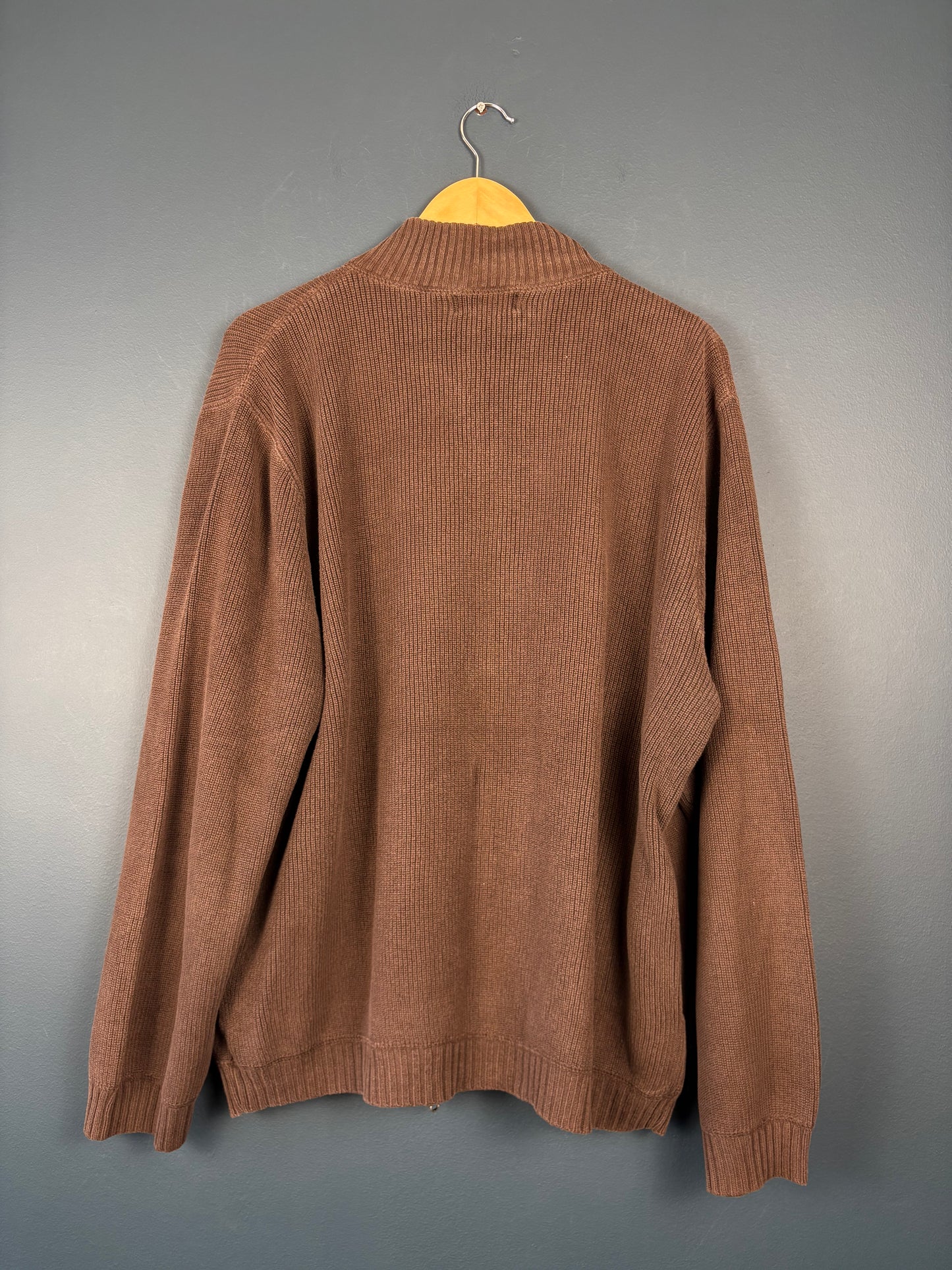 Vintage 90s Eddie Bauer Double Zip Ribbed Knit Cardigan (XL)