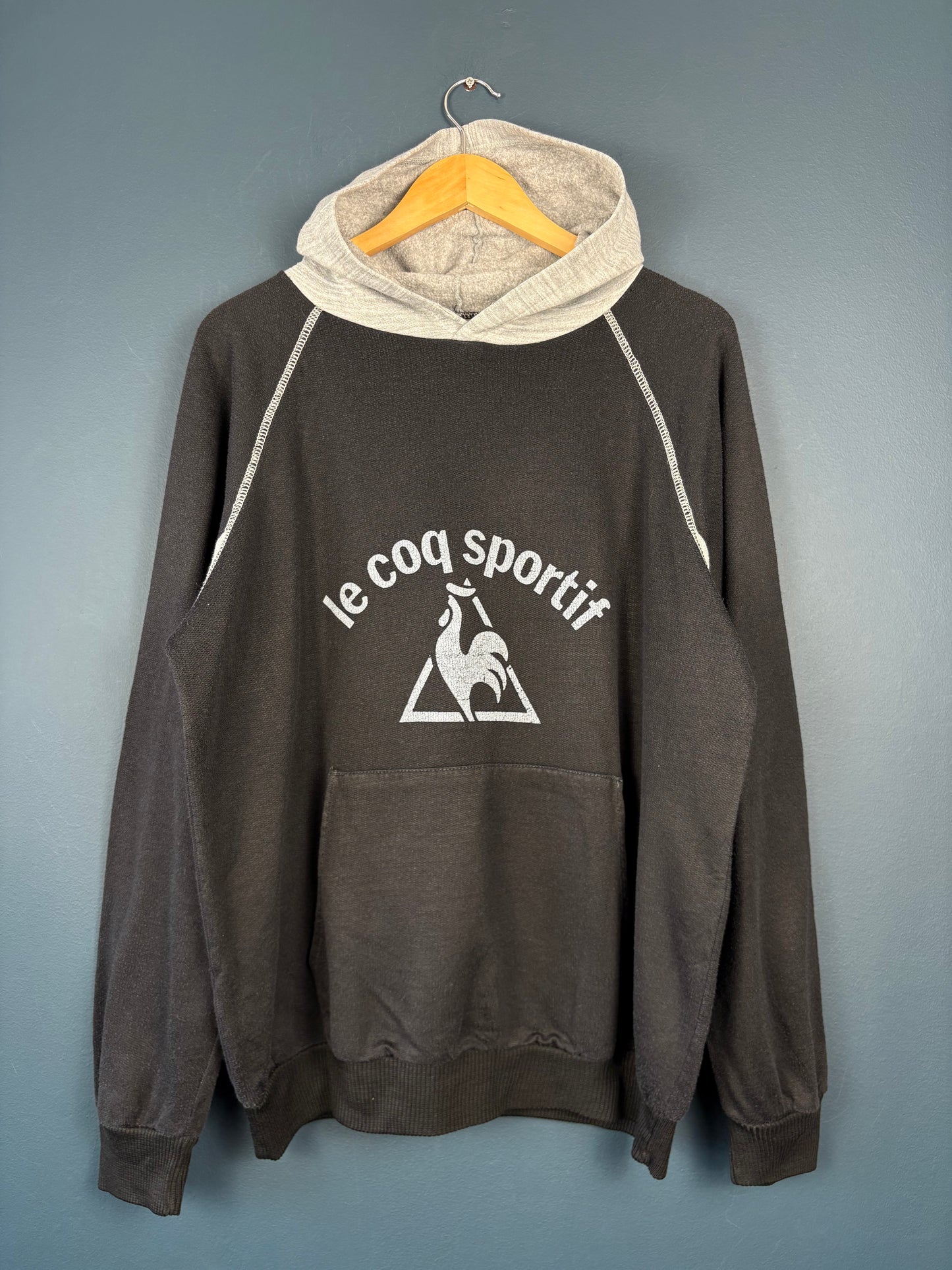 Vintage 80s Le Coq Sportif Henley Hoodie (L)