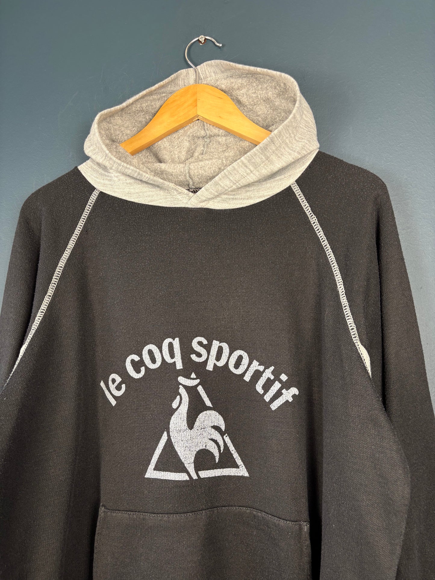 Vintage 80s Le Coq Sportif Henley Hoodie (L)