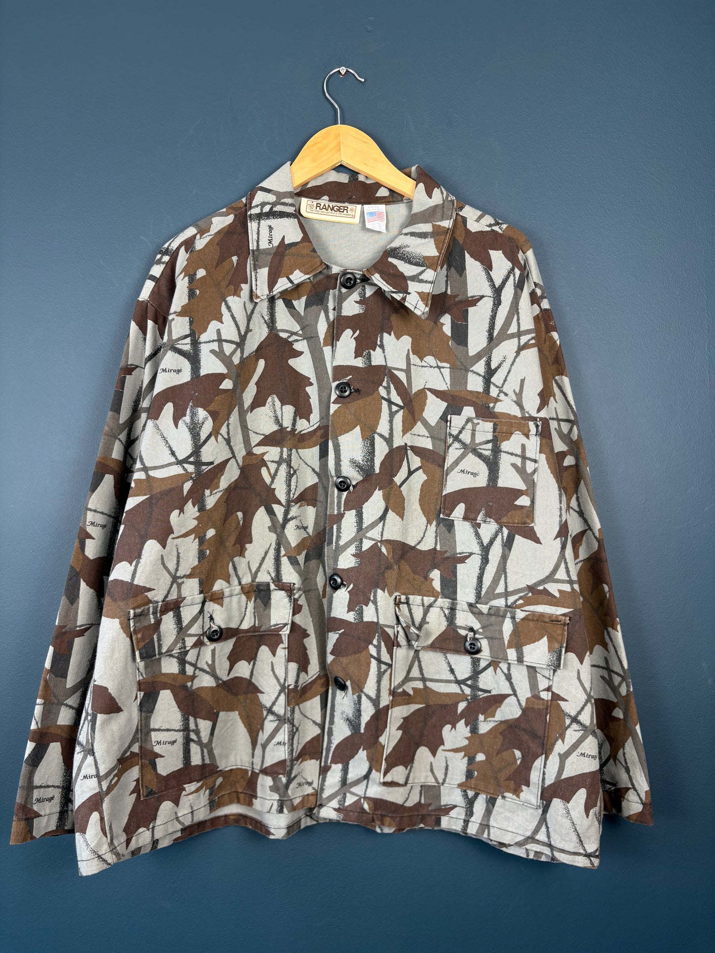 Vintage 90s Ranger RealTree Grey Leaf Chore Jacket (XL)