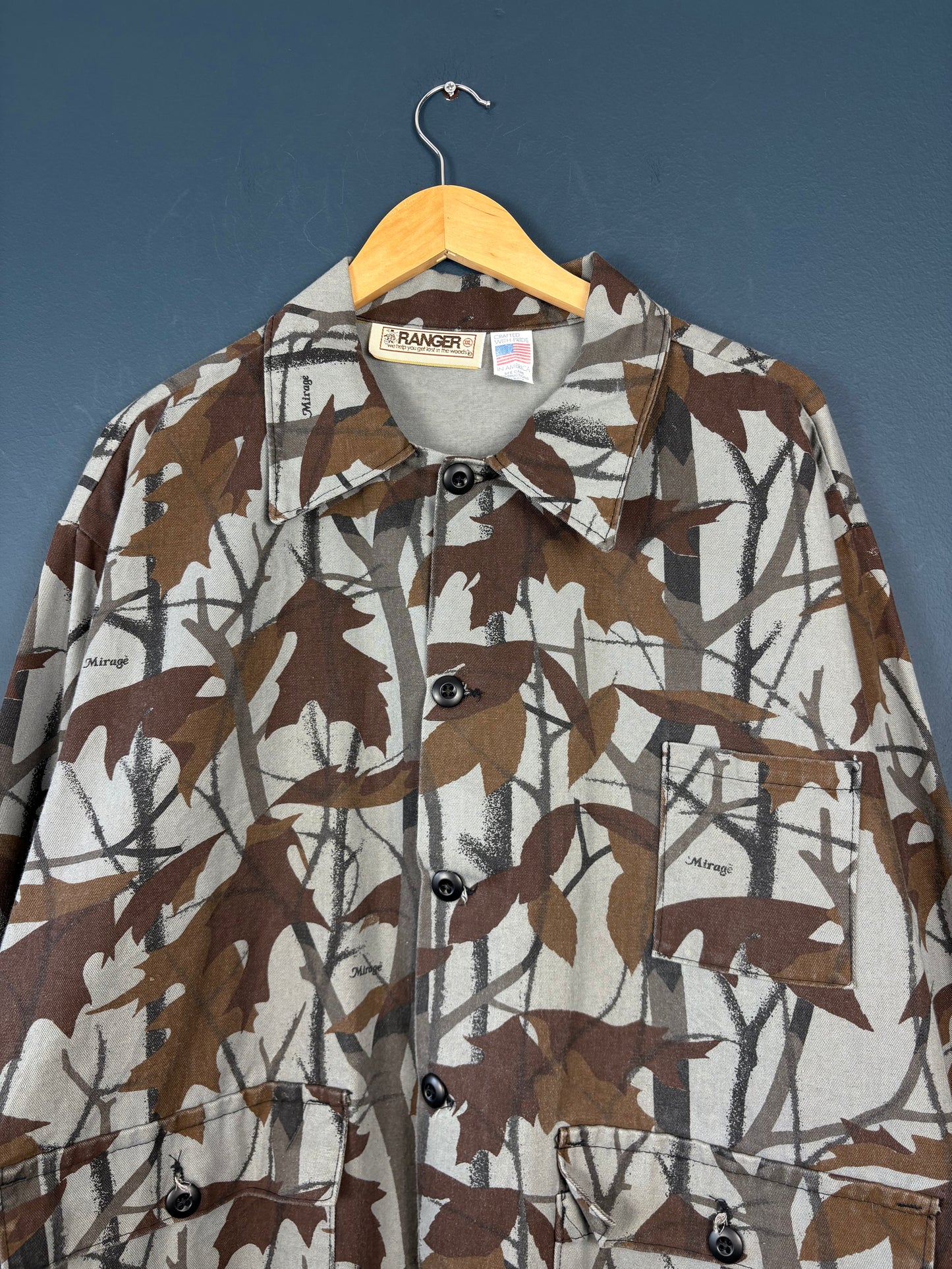 Vintage 90s Ranger RealTree Grey Leaf Chore Jacket (XL)