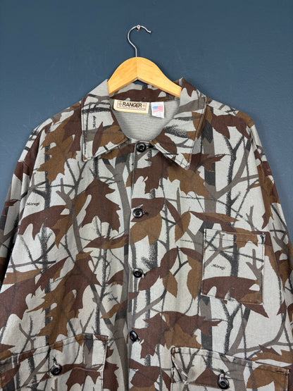 Vintage 90s Ranger RealTree Grey Leaf Chore Jacket (XL)