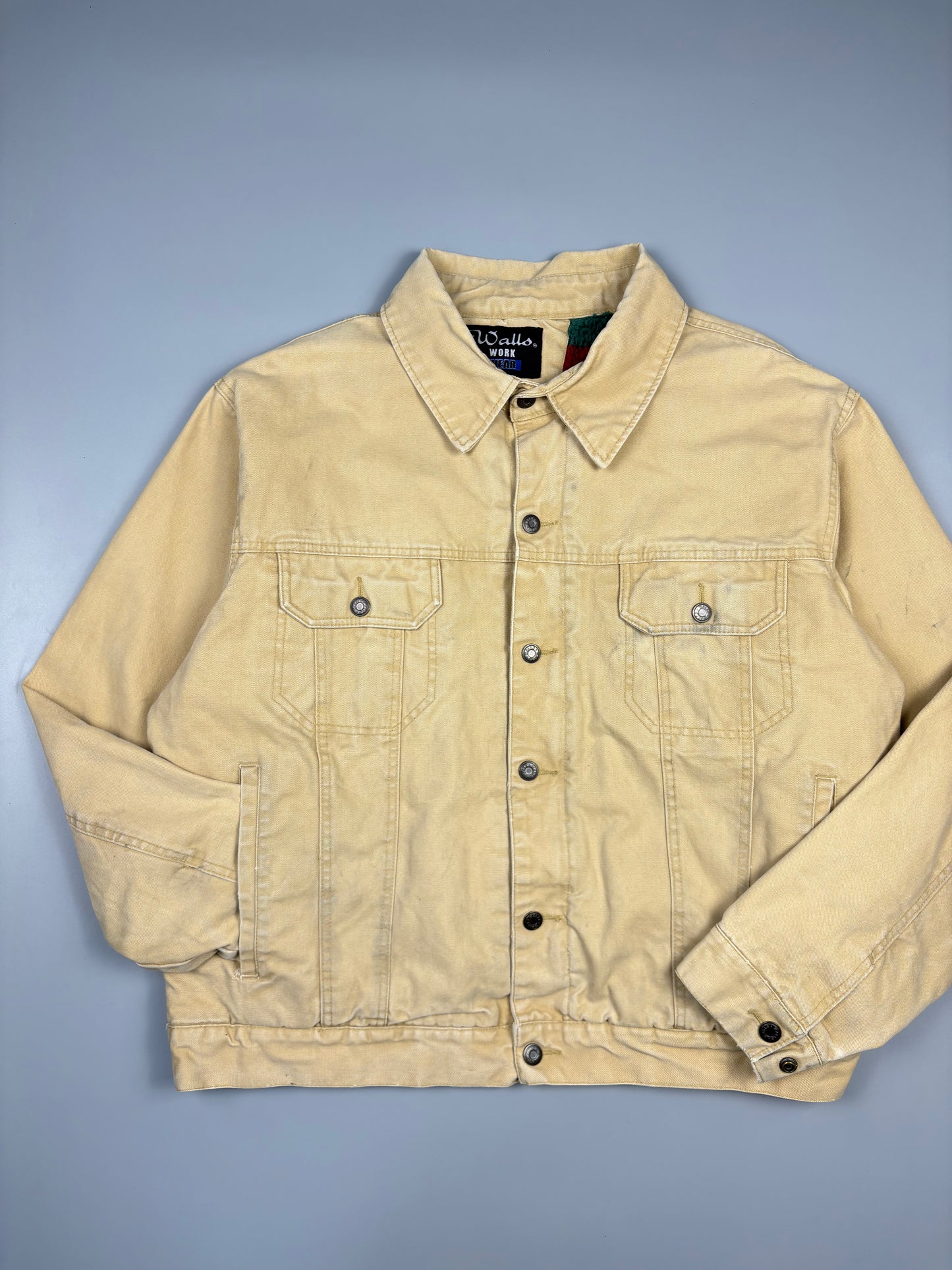 Vintage Walls Workwear Shearling lined Beige Trucker Jacket (XL)