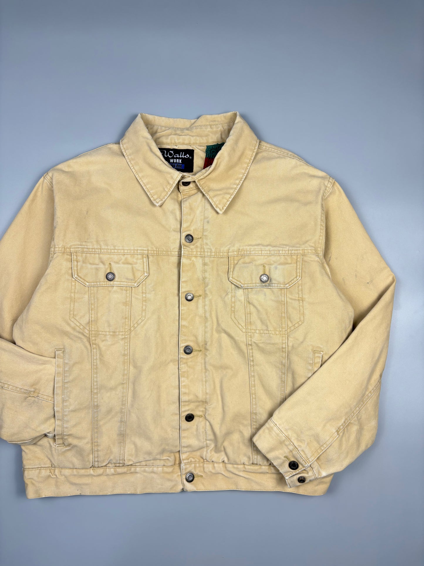 Vintage Walls Workwear Shearling lined Beige Trucker Jacket (XL)