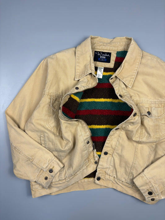 Vintage Walls Workwear Shearling lined Beige Trucker Jacket (XL)