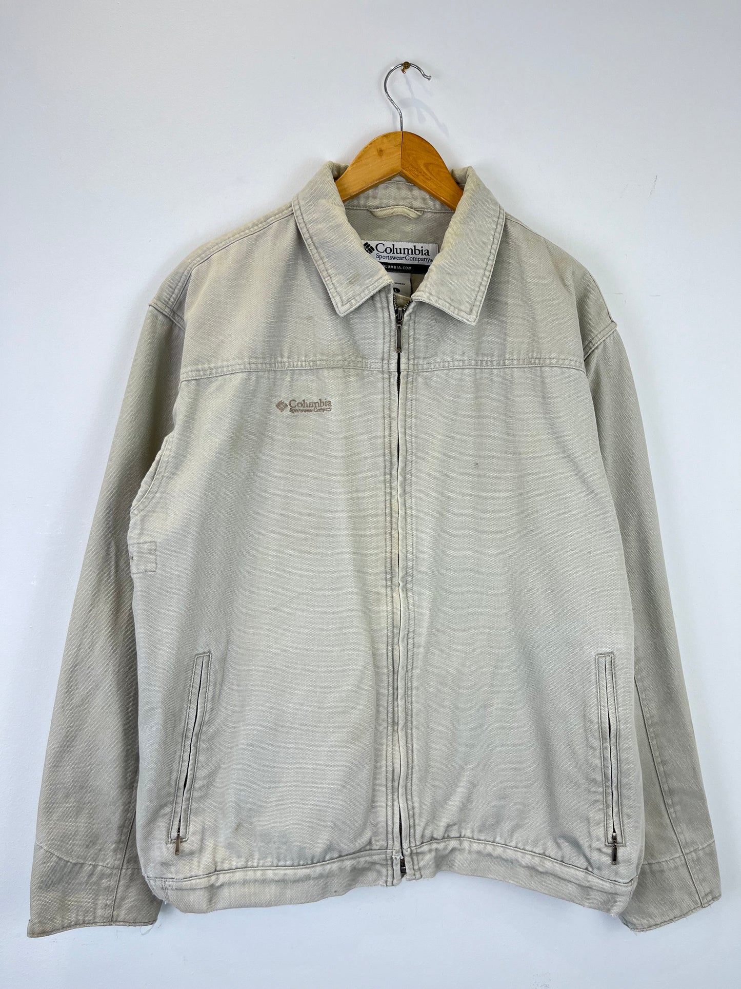 Vintage Columbia Sportswear Cream / Beige Canvas Workwear Harrington Jacket (L)