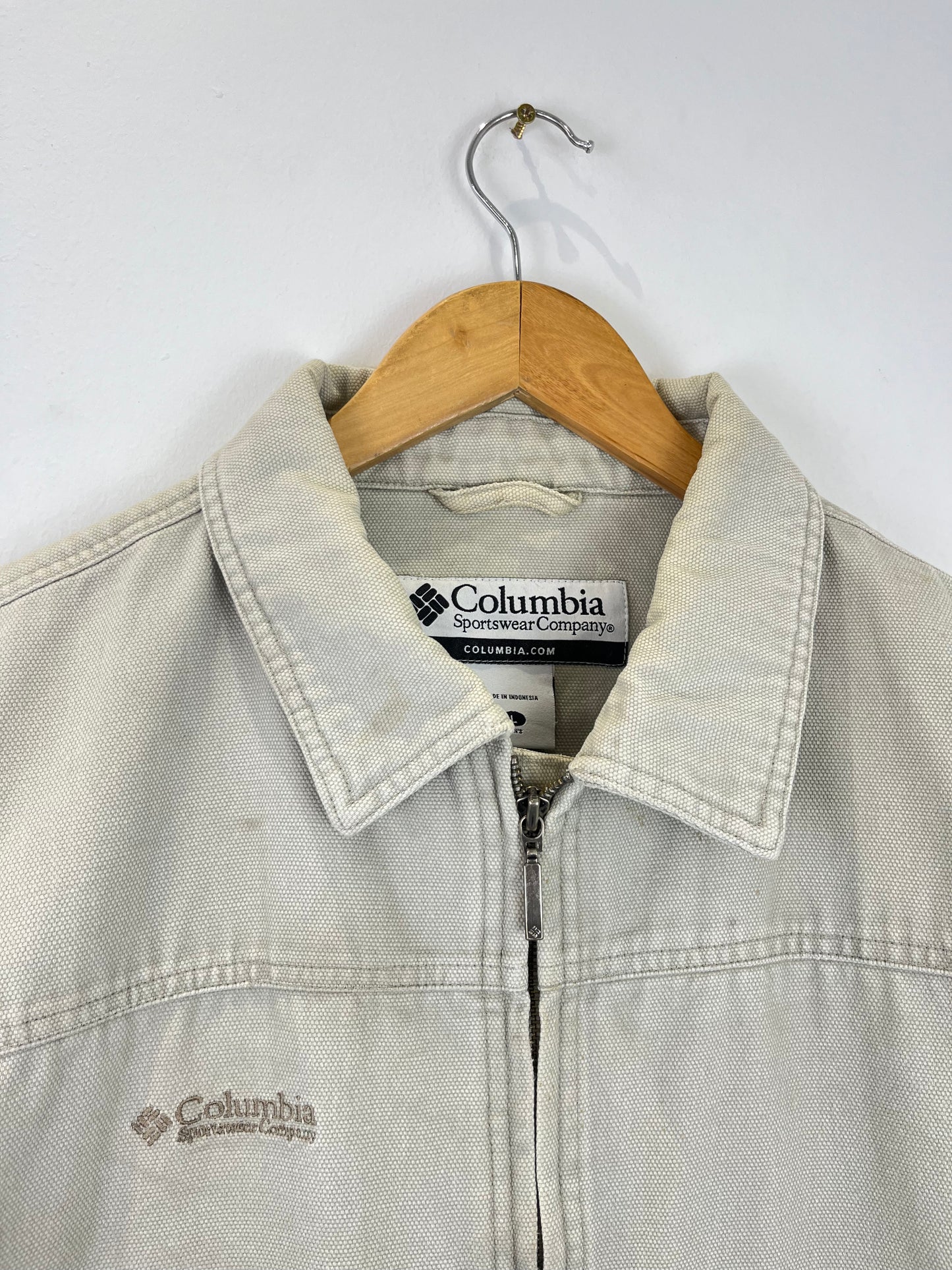 Vintage Columbia Sportswear Cream / Beige Canvas Workwear Harrington Jacket (L)