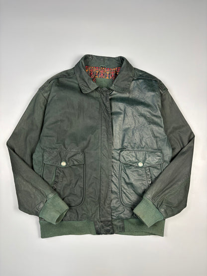 Vintage 1990s Dark Green A-2 Flight Leather Jacket (M)