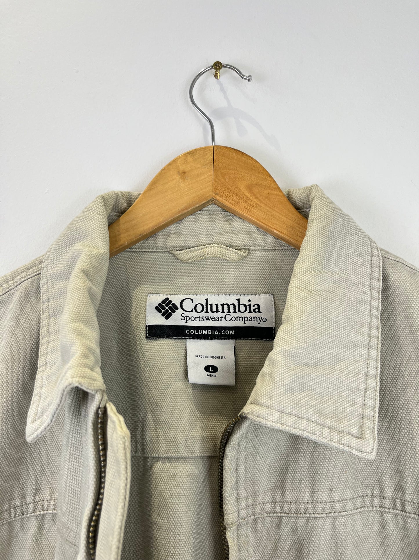 Vintage Columbia Sportswear Cream / Beige Canvas Workwear Harrington Jacket (L)